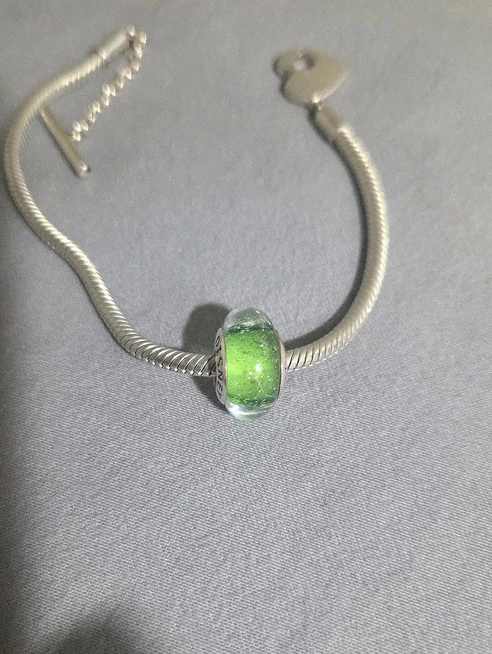 Pandora Disney Tinkerbell Green Murano Glass Charm